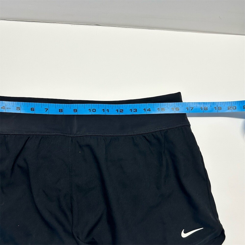 Nike Swim Skirt Skort Womens Size L Black Solid Zip Pocket Built-In Briefs - Picture 6 of 7